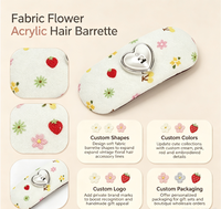 Barrette à cheveux en tissu et acétate, motif floral, forme personnalisée, couleur, logo, emballage, vente en gros, accessoire capillaire floral vintage