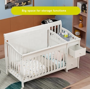 Culla in Legno per Neonati Personalizzabile con Logo, Divano Letto, Base in Ferro con Cassetti e <span class=keywords><strong>Fasciatoio</strong></span> - Vendita all'Ingrosso - Product Image 3