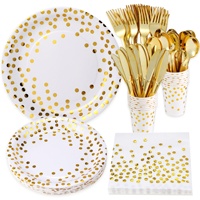 Assiettes en papier style américain gaufrées or, jetables, pour décoration de fête d'anniversaire, vente en gros du fabricant, en stock, best-seller
