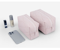 Sac de toilette de voyage imperméable avec fermeture éclair et doublure en polyester, style simplicité urbaine pour le rangement du maquillage et l'usage quotidien
