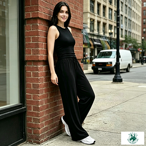 Ensemble de détente 2 pièces pour <span class=keywords><strong>femme</strong></span>, été, respirant, doux, débardeur et <span class=keywords><strong>pantalon</strong></span> large taille haute avec poches, pour l'extérieur - Product Image 4