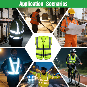 Chaleco <span class=keywords><strong>de</strong></span> Seguridad Reflectante y <span class=keywords><strong>Ropa</strong></span> <span class=keywords><strong>de</strong></span> <span class=keywords><strong>Trabajo</strong></span> <span class=keywords><strong>de</strong></span> Malla Roja con Múltiples Bolsillos, Chaleco <span class=keywords><strong>de</strong></span> Alta Visibilidad Amarillo Aprobado para Invierno - Product Image 6