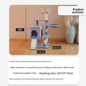 Petit cadre d'escalade pour chat en sisal peu encombrant avec grande maison pour chat et plate-forme de saut en bois fabriqué jouet pour chat arbre à chat - Product Image 2