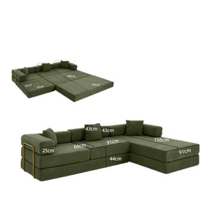 Divano Componibile a L <span class=keywords><strong>di</strong></span> Alta Qualità in Corduroy, Design Soffice, Compressione Sottovuoto, Set <span class=keywords><strong>di</strong></span> Mobili Confortevoli per Soggiorno, Vendita all'Ingrosso - Product Image 2