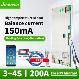 JiaBaiDa SP04S034 نظام إدارة بطارية LiFePO4 S 4S 100A 120A 150A 200A BMS لبدء التشغيل مع تسخين UART RS485