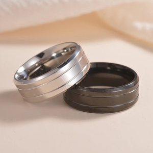 <span class=keywords><strong>Bague</strong></span> de mariage et de fiançailles en titane à double rainure pour homme, bijoux fantaisie en gros, <span class=keywords><strong>bague</strong></span> de couple pour fête, cadeau, bagues tendance - Product Image 5