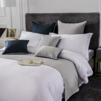 Draps de lit plats pour hôtel en gros, blancs, 100% coton, draps de lit en satin simple, ensemble de draps de lit Dubaï