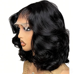 Chaofan Hair Perruque Lace Front HD 13x4, Cheveux Humains Vierges 100%, Ondulation Body Wave 200%, Bob Court Pré-épilée, Fabricant Grossiste Personnalisé, <span class=keywords><strong>Braz</strong></span> - Product Image 1