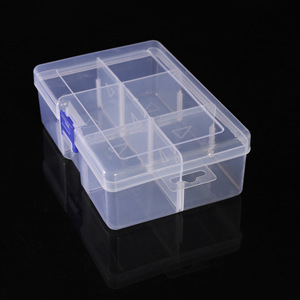 6 Compartment Storage <b>Box</b> Thickened Plastic With Blue Hardware Jewelry Organizer Desktop Organizer 3027 - Product Image 3