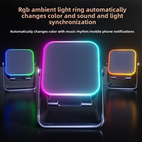 Nouveau support de téléphone haut-parleur sans fil à induction, rechargeable avec lumière RGB, lecteur de musique, support d'enceinte carré 5-en-1, vente chaude