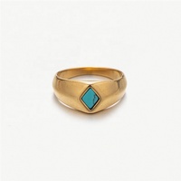 Nouvelle Collection 2025 Bague Minimaliste Géométrique en Acier Inoxydable 316L Plaqué Or 18K PVD, Bague Haute Couture avec Pierre Naturelle pour Fêtes et Soirées Femmes