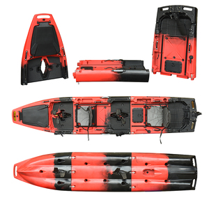 Pedal ganda 2 Orang 14 kaki, Kayak duduk di atas plastik keras Modular Motor memancing dengan sistem penggerak Pedal untuk air laut - Product Image 5