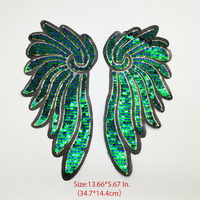 Patch brodé personnalisé à sequins colorés en forme d'ailes d'ange, grande taille, à coudre sur les vêtements