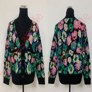 Cardigan Lavorato a <span class=keywords><strong>Maglia</strong></span> per <span class=keywords><strong>Donna</strong></span> con Motivi Floreali Jacquard, Stile Vintage Boho, Scollo a V, con Tasche, Morbido e Caldo - Product Image 6