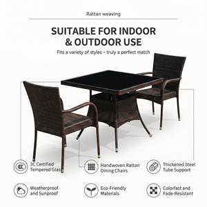 Juego de Mesa y Sillas de Ratán para Patio, Moderno y Minimalista, 4 Plazas, Portátil, para Exteriores, con Mesa de Centro <span class=keywords><strong>Pequeña</strong></span>, para Balcón y Cafetería, 2026 - Product Image 2