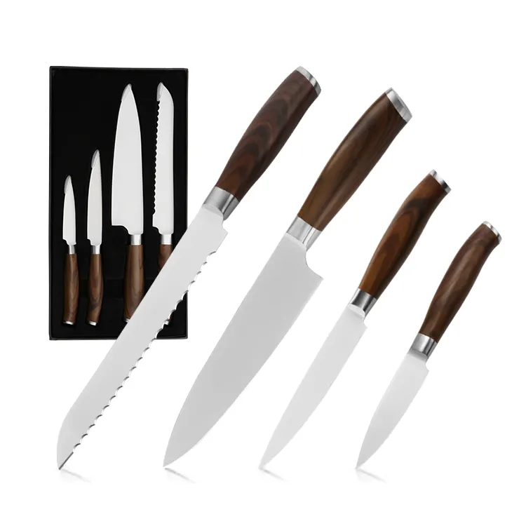 Beliebte erschwing liche 4-teilige geschmiedete Edelstahl Küchenmesser Set hand gefertigte Küchenmesser