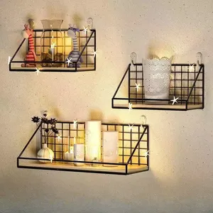 <b>Wall</b> <b>Mounted</b> Drilling Wood Hanging <b>Shelf</b> Kitchen Organizer with Spice Jar Storage Seasoning Holder Without Drilling <b>Shelves</b> - Product Image 4
