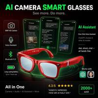 Lunettes intelligentes avec caméra IA, traduction en temps réel, appels téléphoniques, lecteur de musique, stabilisation d'image, étanches IP67