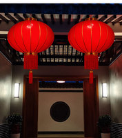 Grande Lanterne Rouge Style Chinois pour le Festival du Printemps, Décorations Suspendues en Flanelle pour Balcon, Extérieur, Porte, Nouvel An