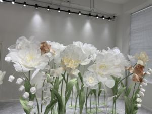 Flor de organza gigante grande artificial hecha a mano con apertura y cierre automático para fiesta boda decoraciones telón de fondo evento - Product Image 6