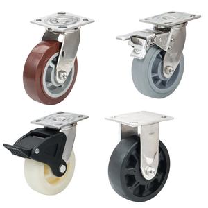 Roue de chariot en acier inoxydable avec roulement à billes, en polyuréthane et nylon, 4/5/6/8 pouces, avec frein, antirouille et résistante à l'usure - Product Image 1