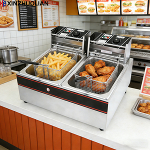 Commercial Electric <strong>Fryer</strong> Stainless Steel French Fries Potato Chip <strong>Fryer</strong> 2 Tanks 2 Baskets 6L+6L Capacity Energy Saving - Product Image 5