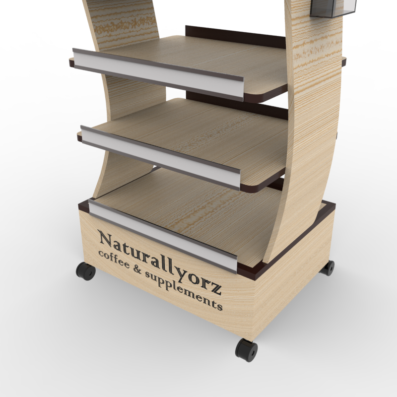 Supermarket Shelves Dedicated Laminated Solid Wood Light Duty Floorstanding 4-Layer Display Stand for Health Products — view 5