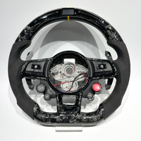 Volante Deportivo de Fibra de Carbono Forjado Plateado para Volkswagen MK7 MK6 MK5 Golf R GTI GTS GTD con Botón de Encendido, Botón de Modo y LED