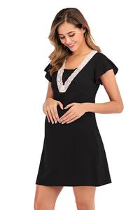 Encaje Patchwork multifuncional madre <span class=keywords><strong>lactancia</strong></span> embarazada elástico comodidad algodón vestido de maternidad para mujeres - Product Image 4