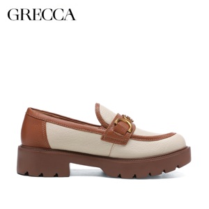 New Fashion Trend Formal Slip-On Thick Heel Genuine Leather High Pumps Women Shoes <strong>White</strong> Brown Hard-Wearing <strong>Ladies</strong> <strong>Loafers</strong> - Product Image 2