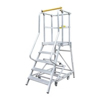 Plate-forme d'escalier de sécurité mobile à 3 marches Plate-forme d'échelle en aluminium avec système de roulettes rétractables
