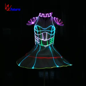 Future Neon Clothing Glowing Lovely Girl Party Led Dress for Women Adults Performance Red Women Ballroom Dress 1 Piece White