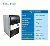 Machine à glaçons en acier inoxydable YISO, production de 100 kg/24h, capacité de stockage de 40 kg, pour bar, restaurant, usage domestique.