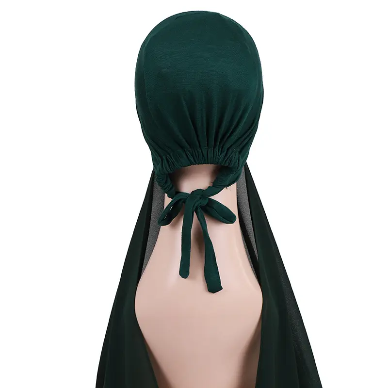 Hijab avec chapeau en mousseline de soie pour femme, châle, écharpe, hijab, tissu épais, 25 couleurs disponibles,