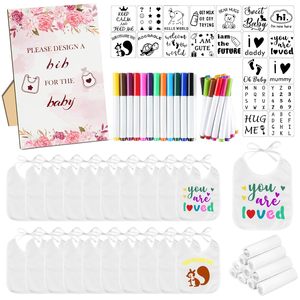 53pcs <strong>Baby</strong> Shower Games White <strong>Baby</strong> Bibs Design Games <strong>Boys</strong> Girls Gender Reveal Party Gift DIY <strong>Baby</strong> Bodysuits Game <strong>Sets</strong> - Product Image 1