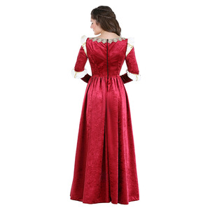 XL Retro Lace Trim Court Vestido largo Vestido Nuevo Halloween Red Queen and King Costume Christmas Echo Character Design - Product Image 5