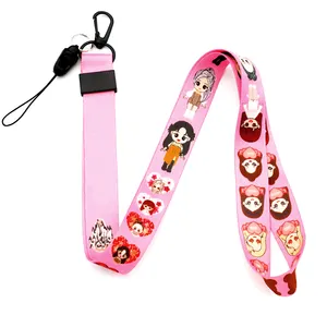 Wholesale Designer Id Card Rope Conference Nylon Strap Plain Black Pink Sublimation Blank Custom Lanyard With Metal Clip