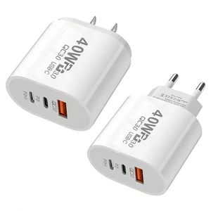 40W Fast Wall Charger Block Plug 3 Ports <b>USB</b> Charging Station Power <b>Adapter</b> 2PD Type <b>C</b> and <b>USB</b> a Mobile Phone Chargers - Product Image 1