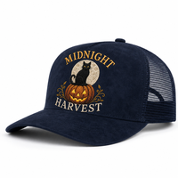 Casquettes Trucker Unisexe 5 Panneaux en Daim Structuré avec Dos en Maille Respirante, Visière Courbée à Œillets, Effet Vieilli, Saisonnier