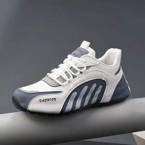 Chaussures de sport populaires rayées pour hommes Surface en cuir respirant à <span class=keywords><strong>lacets</strong></span> hauteur intérieure augmentant les béchers de course - Product Image 3