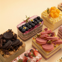 Petites Boîtes à Gâteaux Rectangulaires Transparentes, Contenant d'Emballage en Plastique Carré Transparent pour Tiramisu Mousse