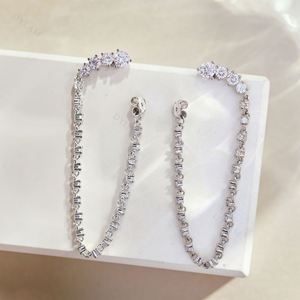 Dylam New Arrival 5A Cubic Zirconia Stud <b>Earrings</b> with Chain 925 <b>Sterling</b> <b>Silver</b> Hypoallergenic <b>Dangle</b> <b>Earrings</b> for Women - Product Image 6