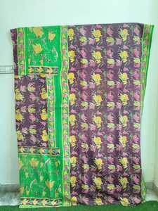 Handmade Eco-Friendly Reversible Washable Vintage Kantha <b>Quilt</b> Printed Cotton Traditional Indian All Season Home Use - Product Image 2