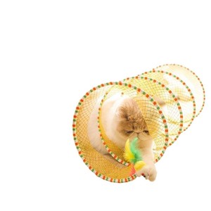 Nuovo tunnel per gatti pieghevole giocattolo per gatti giocattolo per gatto con asta lunga resistente al morso di peluche con piume di topo - Product Image 1