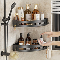 Étagère de rangement de douche multifonctionnelle transfrontalière en plastique, fixation murale sans perçage, design triangulaire, multi-niveaux pour toilettes