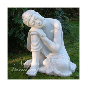 Atacado Decoração Do Jardim Ao Ar Livre Grande Pedra De Mármore Sentado Buda Budista Monge Escultura Estátuas Compras Online - Product Image 2