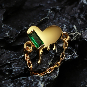 Ewiges Metall 14 Karat massives Gold Piercing Schmuck Thread less Labret blutendes Herz Top mit Chain Body Jewelry Piercing - Product Image 3