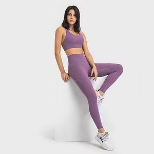 Women's Solid Breathable <strong>Waterproof</strong> Yoga <strong>Leggings</strong> 2-Piece Set High Quality Gym Fitness Workout Clothes - Product Image 3