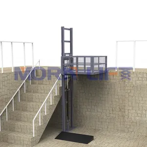 MORN 300kg-1000kg goods elevator platform industrial hydraulic vertical guide rail cargo lift with customized service