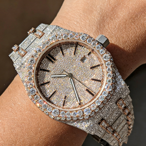 <span class=keywords><strong>Reloj</strong></span> de Diamantes Moissanite de Dos Tonos, Blanco y Oro Rosa, Movimiento Automático, Estilo Hip Hop, 25 Quilates, VVS1, Color D - Product Image 3
